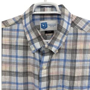 Mobley Sons Greene Plaid Short Sleeve Button Down Shirt Men XL Dad Grandpa